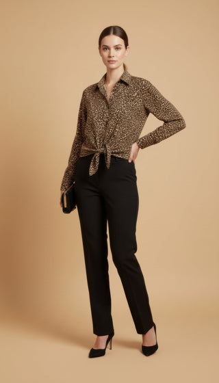 Camicia - Camicia animalier - Cammello/nero - vevi.it