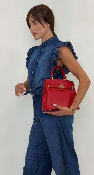 Camicia - Camicia chambray rouches NRE001 - blu medio denim - VEVI