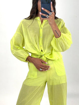 Camicia - Camicia coreana annodata NRE492U - Lime - VEVI