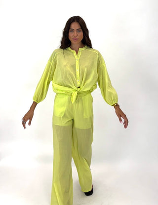 Camicia - Camicia coreana annodata NRE492U - Lime - VEVI