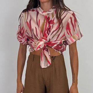 Camicia - Camicia coreana fantasia sfumata GFE5577F-1 - Rosso india - VEVI