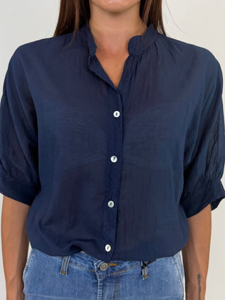 Camicia - Camicia coreana m/m mussola GFE5568 - Blu - VEVI