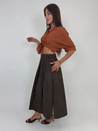 Camicia - Camicia coreana m/m mussola GFE5568 - Mattone - VEVI