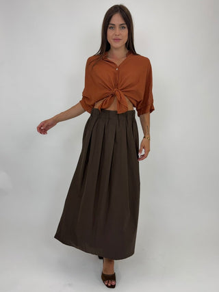Camicia - Camicia coreana m/m mussola GFE5568 - Mattone - VEVI