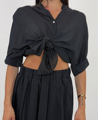 Camicia - Camicia coreana m/m mussola GFE5568 - Nero - VEVI