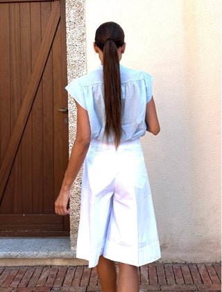 Camicia - Camicia coreana mussola GFE5352 - Celeste - VEVI