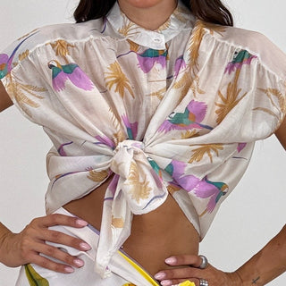 Camicia - Camicia coreana pappagalli GFE5607F-1 - Ecru - VEVI
