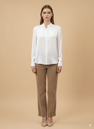 Camicia - Camicia coreana raso viscosa - Bianco - vevi.it