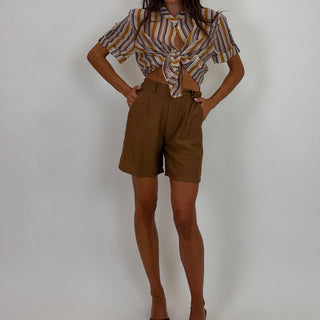 Camicia - Camicia coreana riga GFE5577-3S - Ocra - VEVI