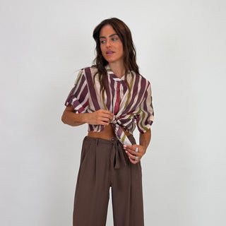 Camicia - Camicia coreana riga GFE5577S - Oliva - VEVI
