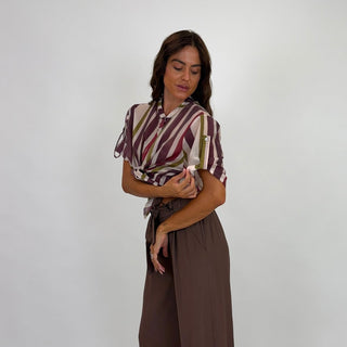 Camicia - Camicia coreana riga GFE5577S - Oliva - VEVI