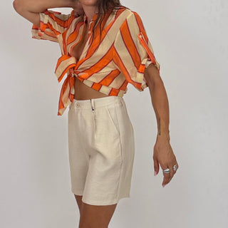 Camicia - Camicia coreana riga grande GFE5577-2S - Arancio - VEVI