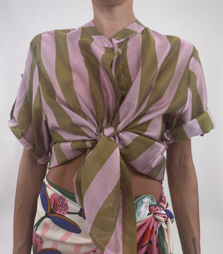 Camicia - Camicia coreana riga grande GFE5577-2S - Mattone - VEVI