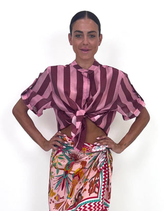 Camicia - Camicia coreana riga grande GFE5577-2S - Rosso india - VEVI