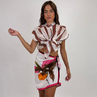 Camicia - Camicia coreana riga grande GFE5607-2S - Ecru - VEVI
