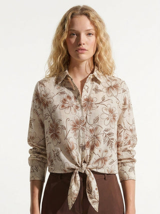 Camicia - Camicia cotone fantasia GFE54ì341 - 2F - Beige - VEVI