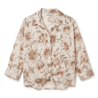 Camicia - Camicia cotone fantasia GFE54ì341 - 2F - Beige - VEVI