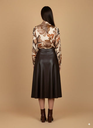 Camicia - Camicia fantasia laccio al collo - Beige - vevi.it