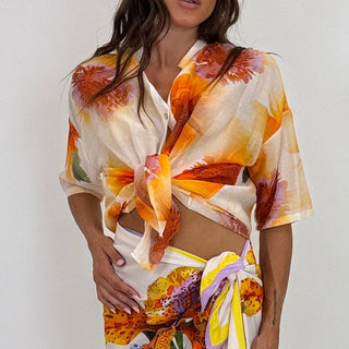 Camicia - Camicia fantasia m/m CVE387-1 - Albicocca - VEVI