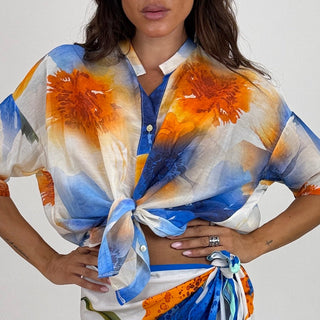 Camicia - Camicia fantasia m/m CVE387-1 - Azzurro - VEVI