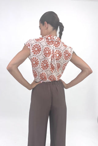 Camicia - Camicia fantasia mussola GFE5359-2 - Mattone - VEVI