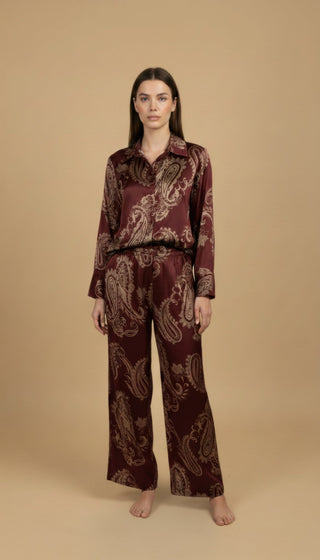 Camicia - Camicia fantasia paisley viscosa - Bordeaux - vevi.it