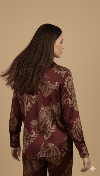 Camicia - Camicia fantasia paisley viscosa - Bordeaux - vevi.it