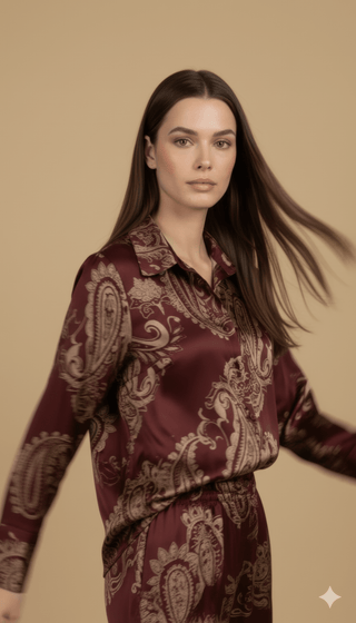 Camicia - Camicia fantasia paisley viscosa - Bordeaux - vevi.it