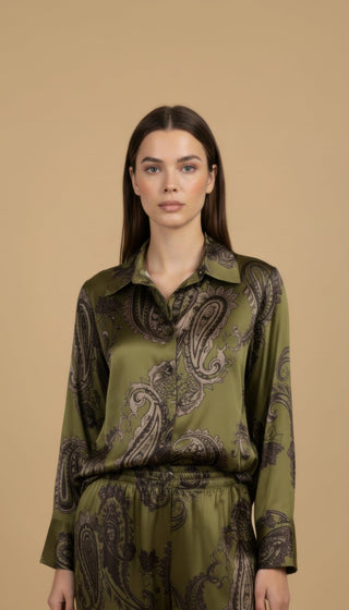 Camicia - Camicia fantasia paisley viscosa - Olio - vevi.it