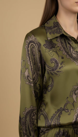 Camicia - Camicia fantasia paisley viscosa - Olio - vevi.it