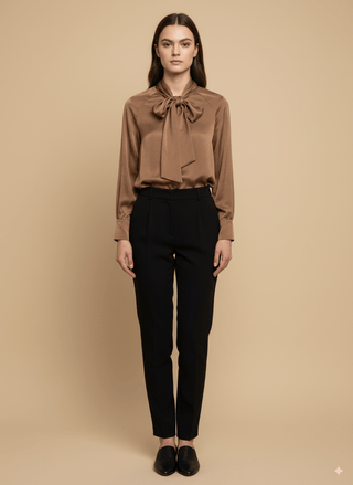 Camicia - Camicia fiocco tencel - Cammello - vevi.it