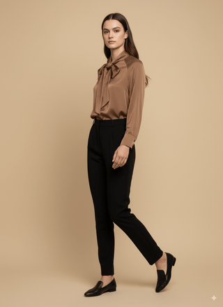 Camicia - Camicia fiocco tencel - Cammello - vevi.it