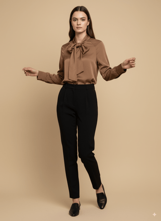 Camicia - Camicia fiocco tencel - Cammello - vevi.it