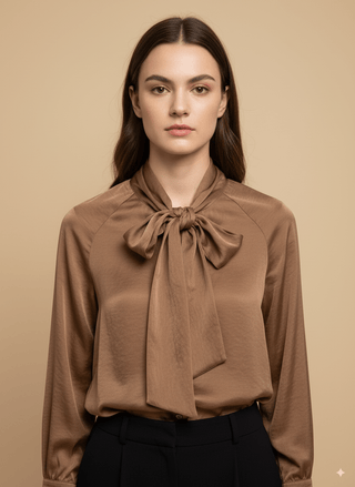 Camicia - Camicia fiocco tencel - Cammello - vevi.it