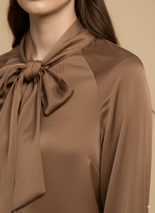 Camicia - Camicia fiocco tencel - Cammello - vevi.it