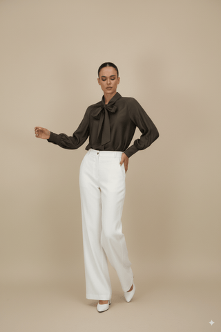 Camicia - Camicia fiocco tencel - Marrone - vevi.it