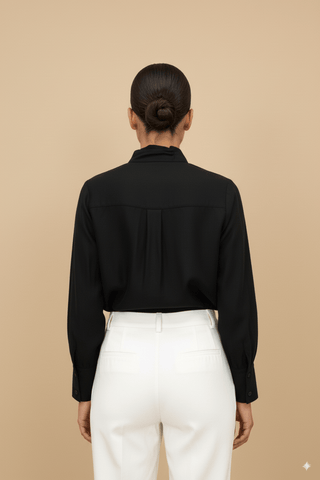 Camicia - Camicia fiocco tencel - Nero - vevi.it