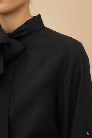 Camicia - Camicia fiocco tencel - Nero - vevi.it