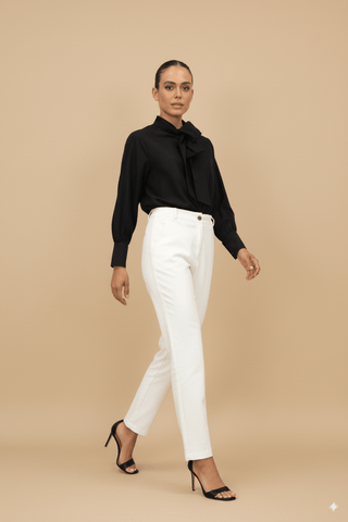 Camicia - Camicia fiocco tencel - Nero - vevi.it