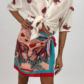 Camicia - Camicia m/m fantasia elefanti CVE387-2 - Bruciato - VEVI