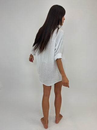 Camicia - Camicia oversize puro lino GFE5358 - Bianco - VEVI