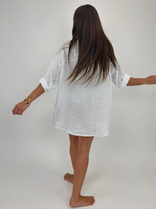 Camicia - Camicia oversize puro lino GFE5358 - Bianco - VEVI