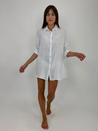 Camicia - Camicia oversize puro lino GFE5358 - Bianco - VEVI