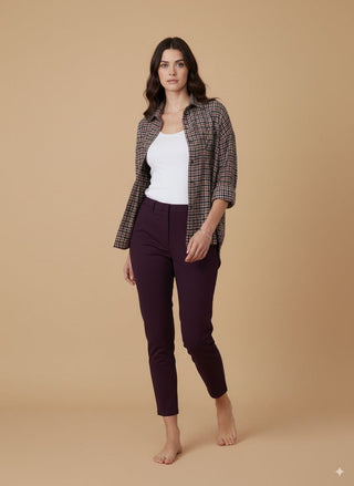 Camicia - Camicia oversize quadri - Bordeuax - vevi.it