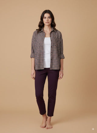 Camicia - Camicia oversize quadri - Bordeuax - vevi.it