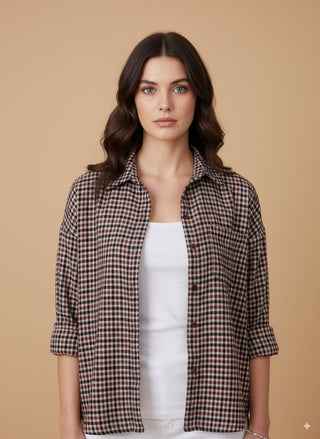 Camicia - Camicia oversize quadri - Bordeuax - vevi.it
