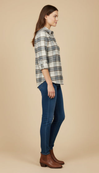 Camicia - Camicia oversize quadri - Crema/marrone - vevi.it