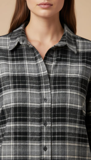 Camicia - Camicia oversize quadri - Grigio/nero - vevi.it