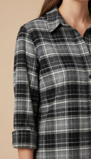 Camicia - Camicia oversize quadri - Grigio/nero - vevi.it