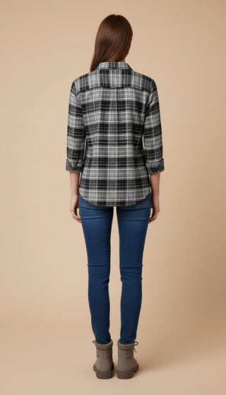 Camicia - Camicia oversize quadri - Grigio/nero - vevi.it